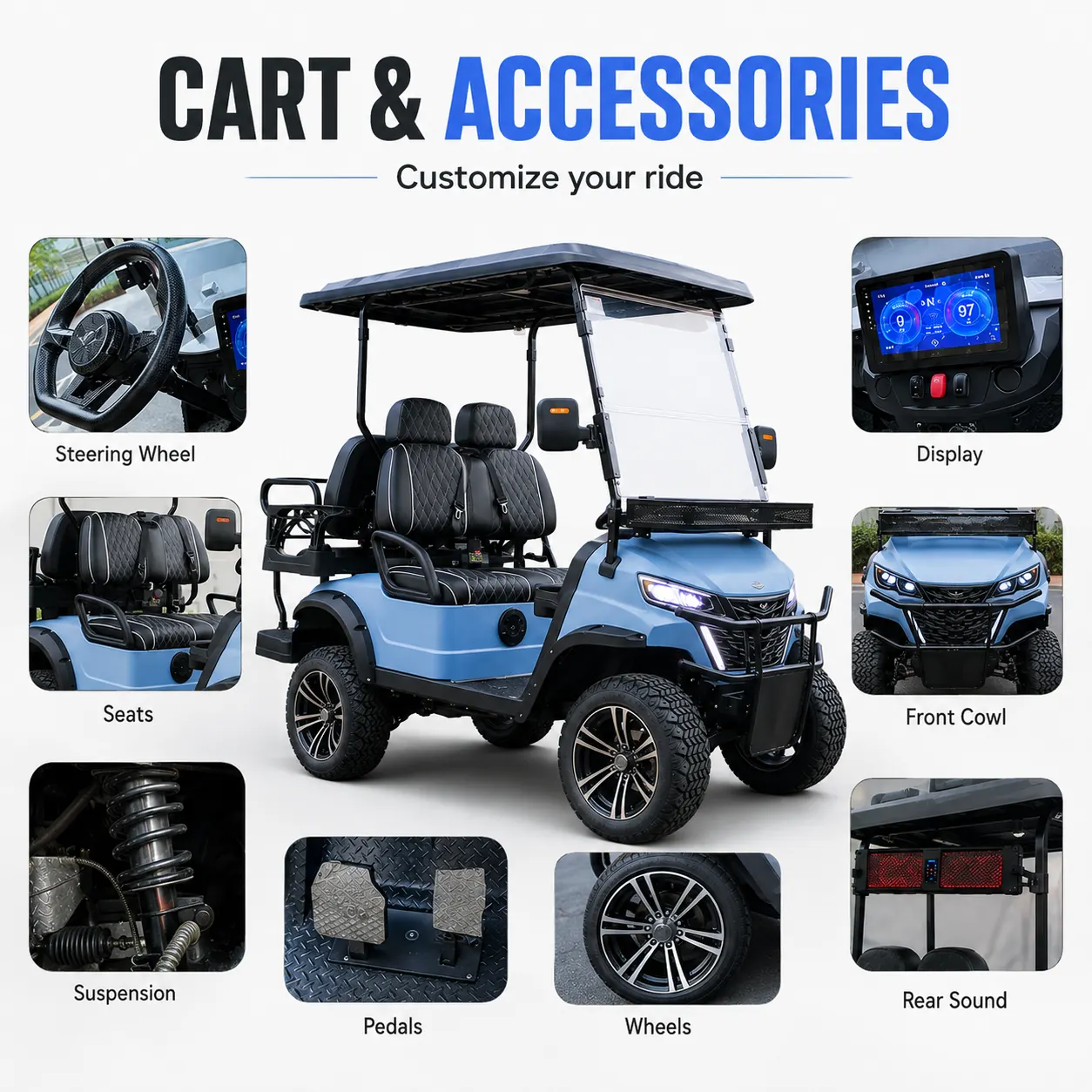 Golf cart accessories and components
